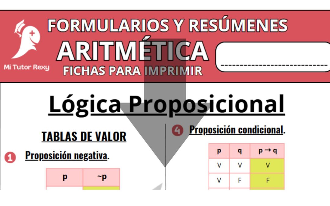 ARITMÉTICA, Lógica Proposicional, Formulario Ficha Para Descargar
